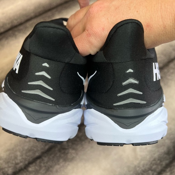 Hoka One One Clifton 8 Black White Athletic Running Sneakers - Picture 3 of 8